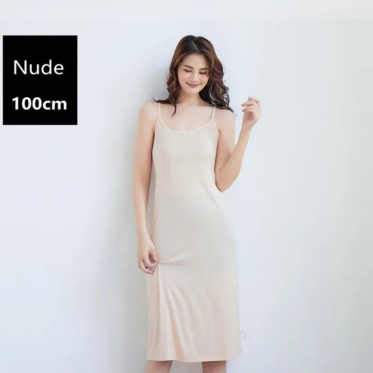 Elegant Modal Full Slip Dress Sleeveless Camisole Inner Dress