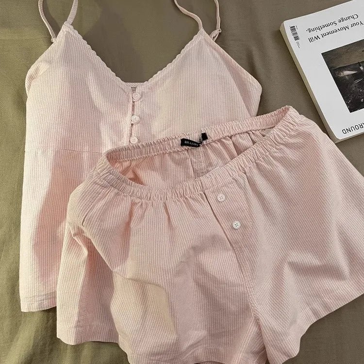 New Cotton Summer Pajama Set | Short Sleeve Home Suit
