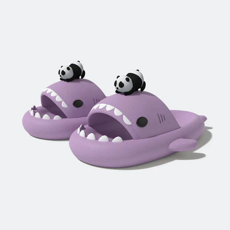 Glow-in-the-Dark Shark Slides | Thick Platform Summer Mules