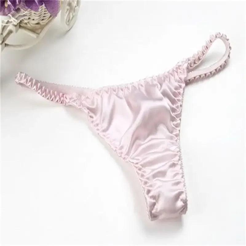 100% Pure Mulberry Silk G-String – Breathable Low-Rise Luxury Thong for Women
