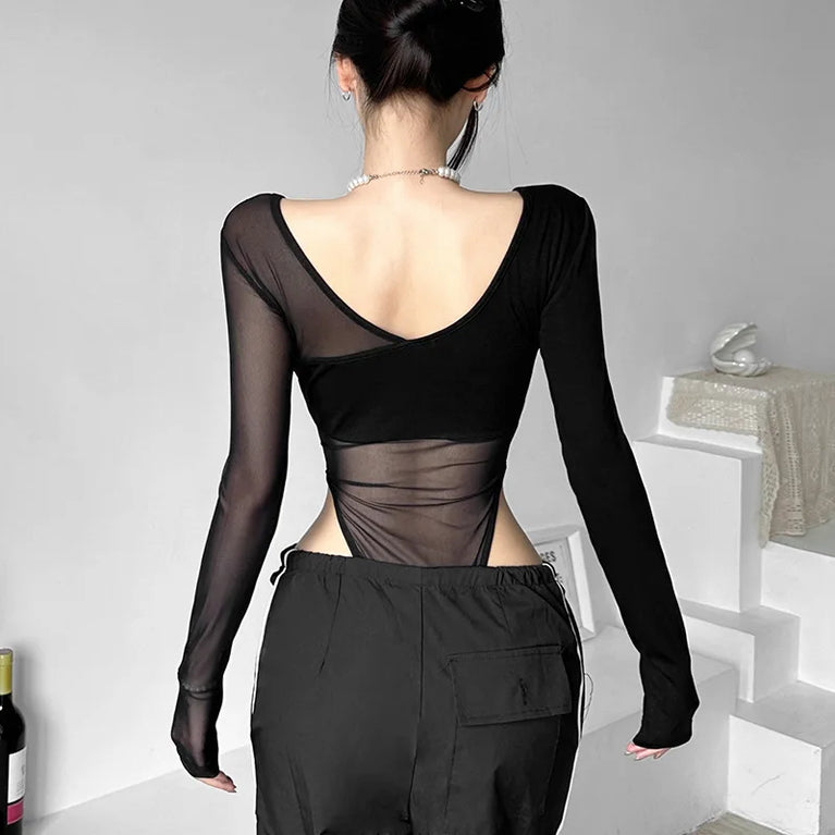 Long Sleeve Bodysuit | Sexy V-Neck Bodycon