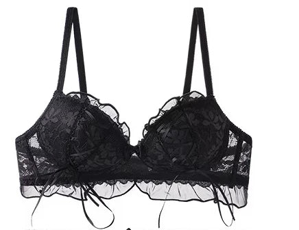 French Butterfly Lace Bra Set | Sweet Wireless Push-Up Duo