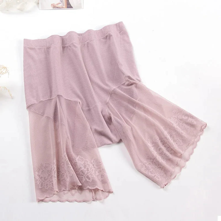 Plus Size Lace Trim Safety Shorts | Anti-Chafing Seamless Underwear