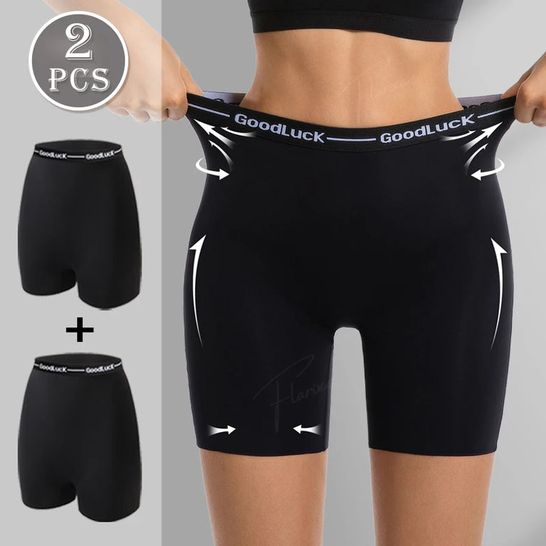 High-Waist Ice Silk Safety Shorts | Anti-Chafing & Invisible Under-Dress Boxer