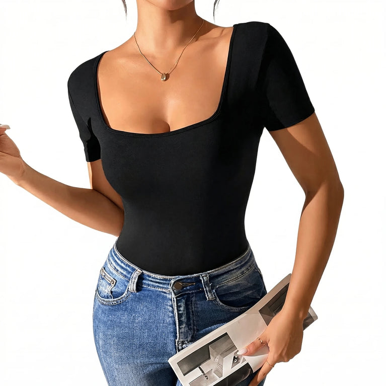 Short Sleeve Solid Bodysuit | Summer Streetwear Slim-Fit Body