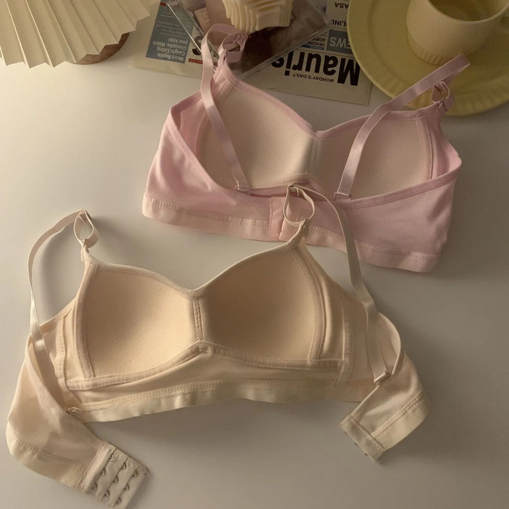 Pure Cotton Wireless V-Neck Bra | Anti-Sagging Comfort