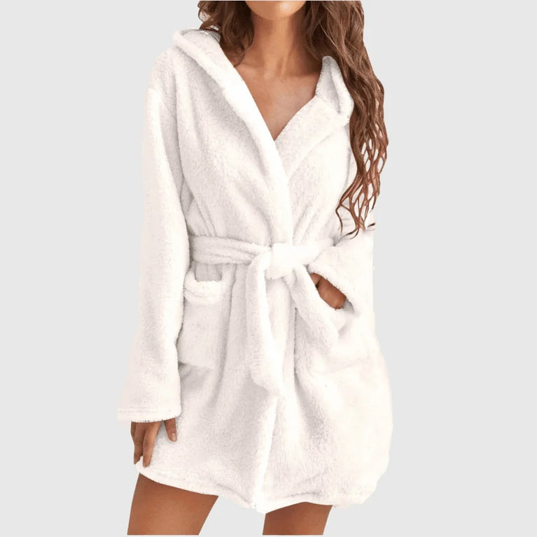 Women’s Thick Hooded Fleece Robe | Cozy Winter Bathrobe