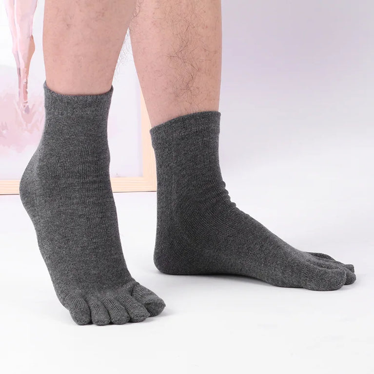 Women Cotton Five Toe Breathable Middle Tube Casual Socks