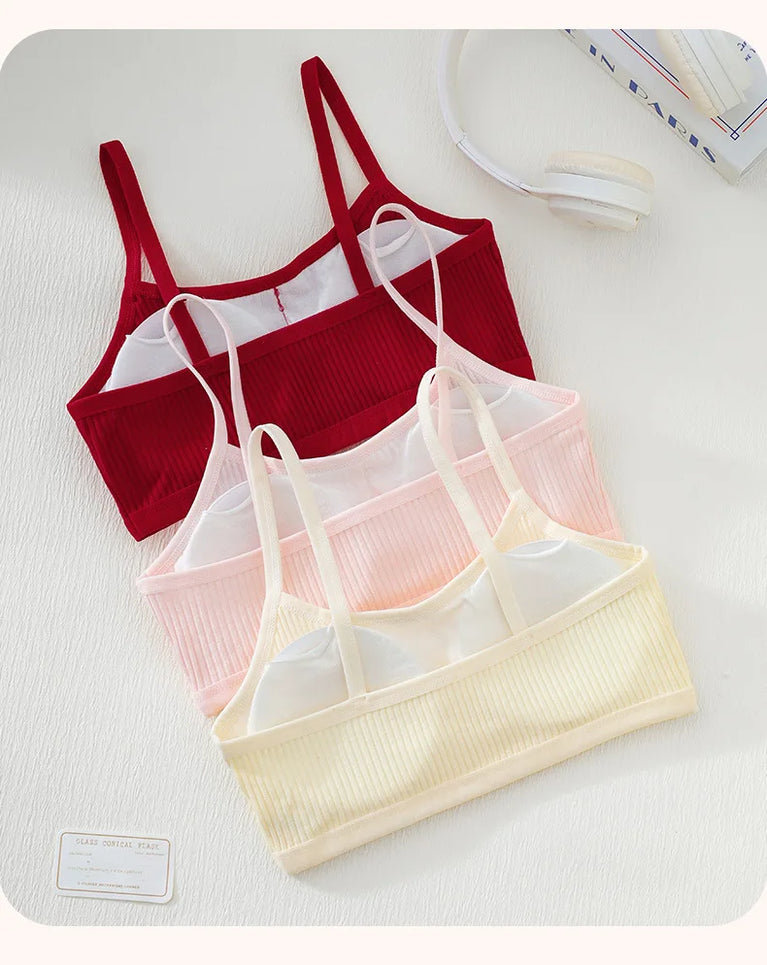 Ribbed Cotton Training Bra | Soft Girls' Sports Vest
