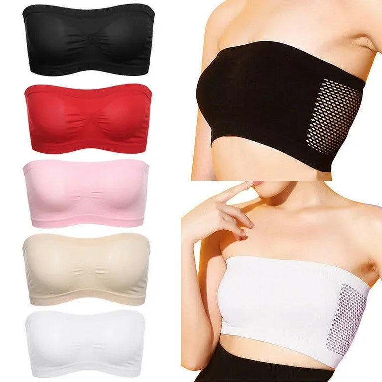 Breathable Mesh Tube Bra | Seamless Strapless Bandeau Top