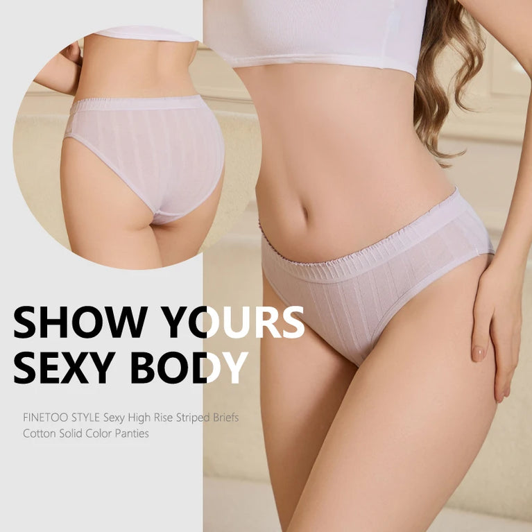 7pc Cotton Briefs | Seamless Mid-Rise Stripe Set