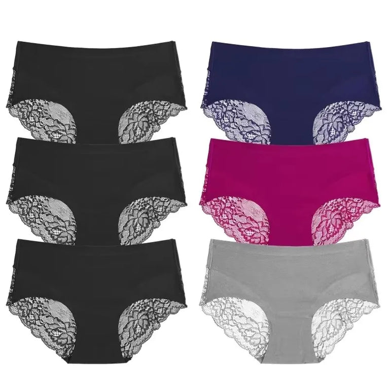 Silk-Satin Lace Briefs | Sexy Seamless Plus Size Lingerie