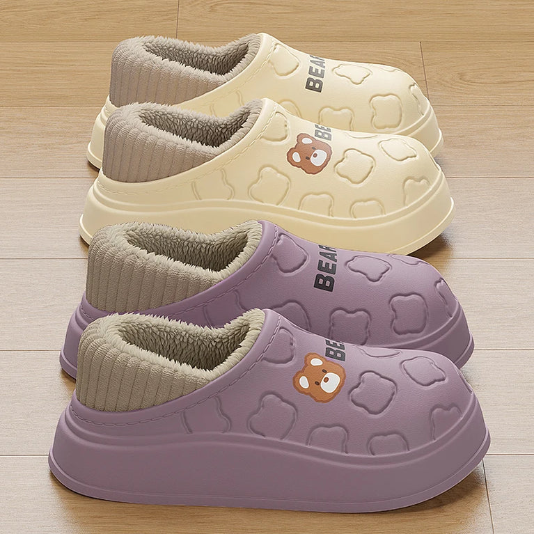 Waterproof Plush Winter Slippers | Warm Anti-Slip Home Shoes