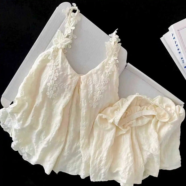 Women’s Sexy V-Neck Pajama Set | Summer Sleeveless Nightwear