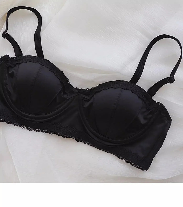 Luxury Satin Deep V Bra | Soft Steel-Free Push-Up Lingerie