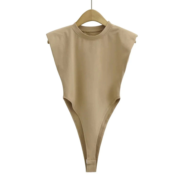 Padded Shoulder Sleeveless Bodysuit | 2026 Summer Bodycon Essential