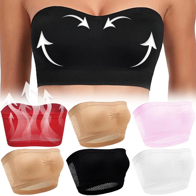 Seamless Mesh Strapless Bra | Sweatproof Summer Crop Top