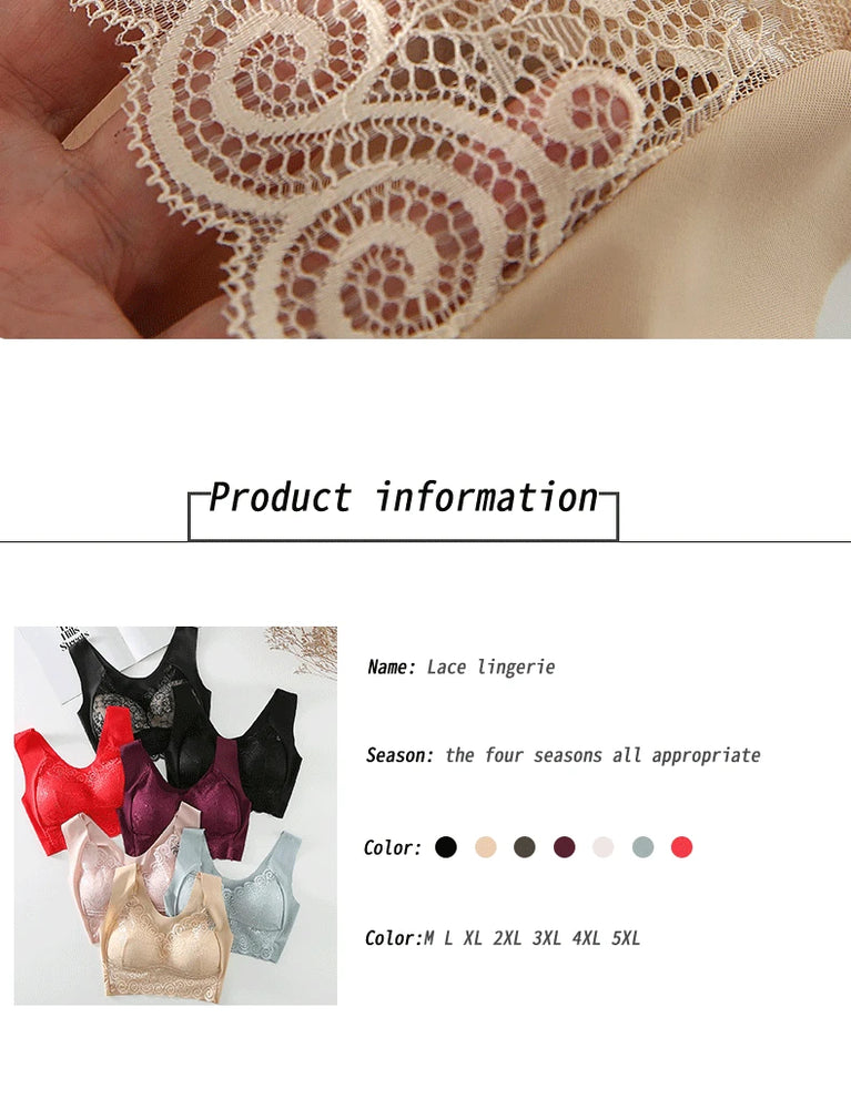 Seamless Lace Bra | Wireless Full-Cup Push-Up