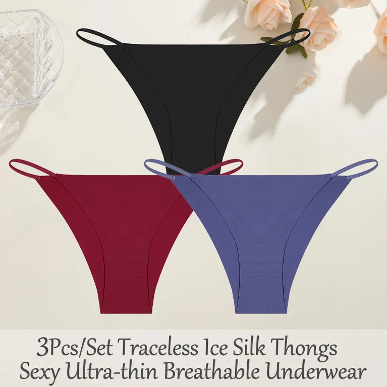 3pc Bikini Set | Low-Waist Traceless Brazilian Briefs