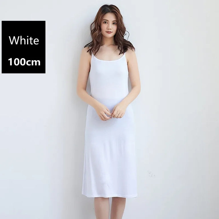 Elegant Modal Full Slip Dress Sleeveless Camisole Inner Dress
