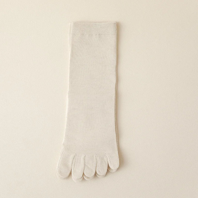 Women Cotton Five Toe Breathable Middle Tube Casual Socks
