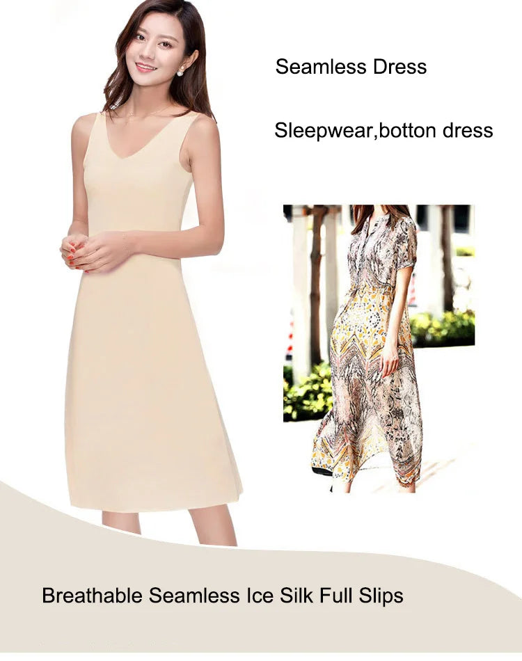 Seamless Ice Silk Full Slip | Plus Size Underskirt