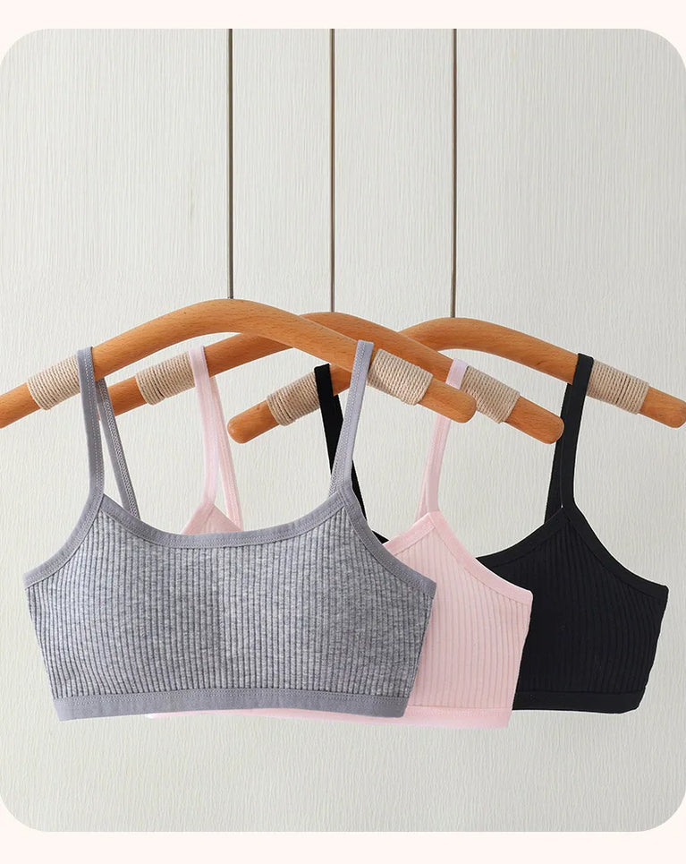 Ribbed Cotton Training Bra | Soft Girls' Sports Vest