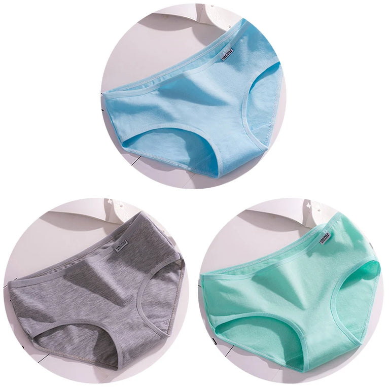 3pc Pure Cotton Briefs | Skin-Friendly Mid-Rise Comfort Set