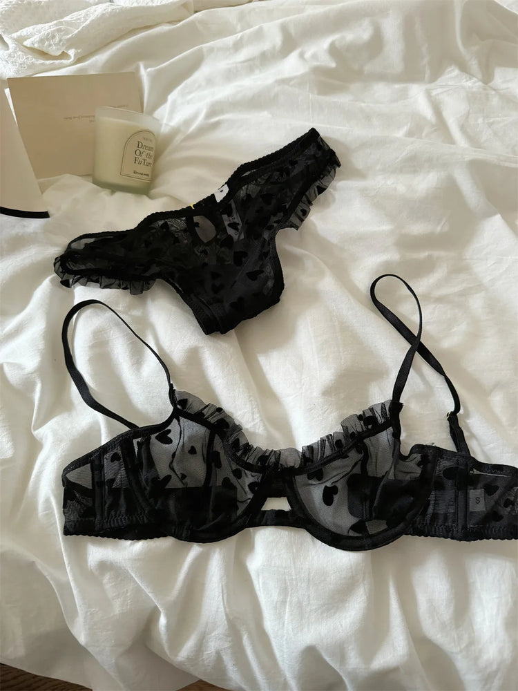Geometric Lace Push Up Bra & Brief Set – Sexy Underwire Lingerie