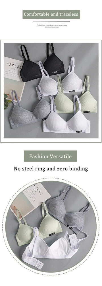 Cotton Wireless Bra – Seamless V-Shape Gathering for AB Cups