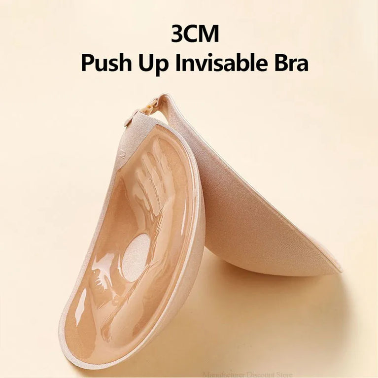 Invisible Silicone Adhesive Bra | Strapless Push-Up Stick-On