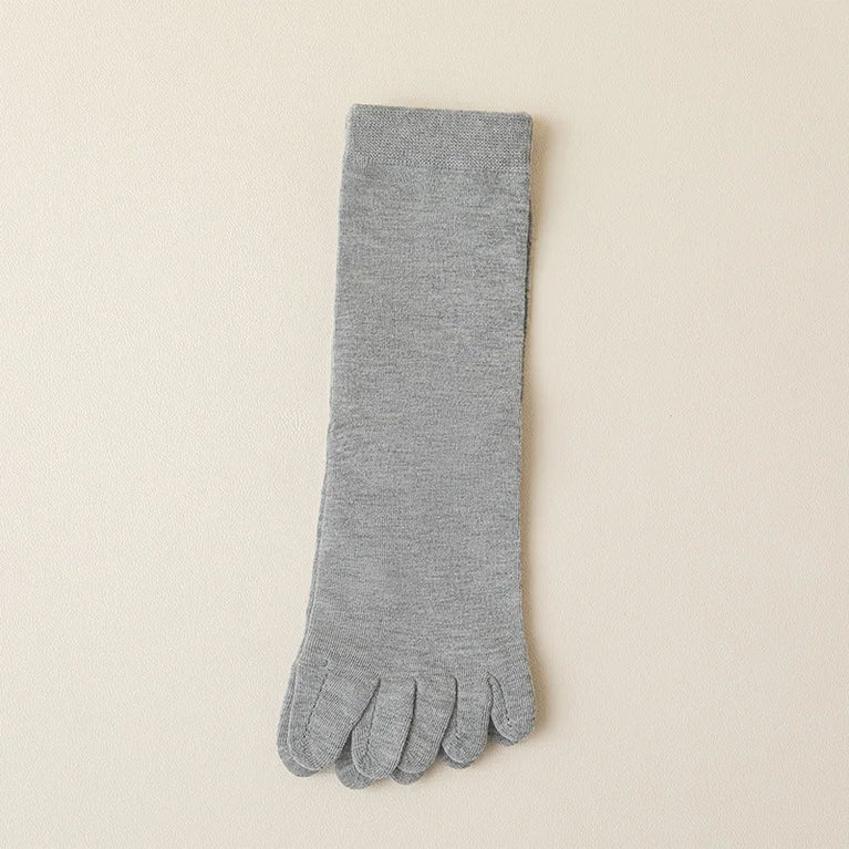 Women Cotton Five Toe Breathable Middle Tube Casual Socks