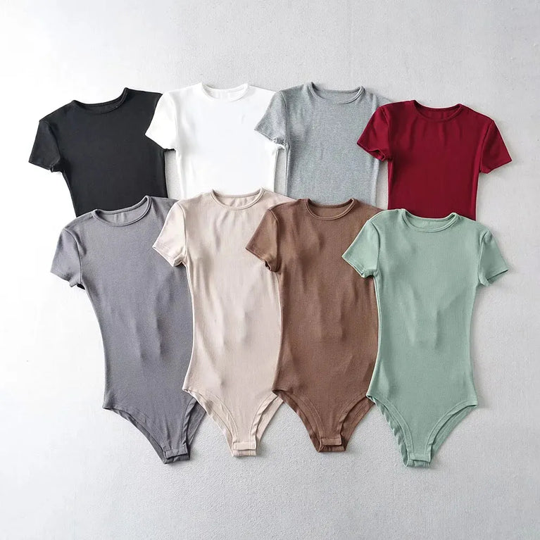 Button-Detail Short Sleeve Bodysuit | Sexy Slim-Fit Summer Romper