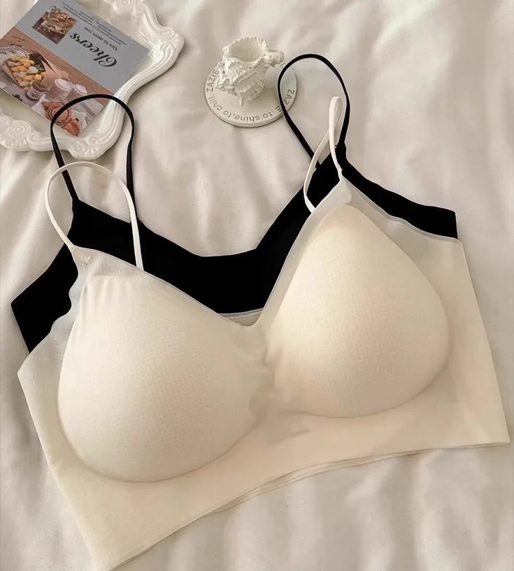 Summer V-Neck Seamless Bralette | Gathered No-Trace Comfort