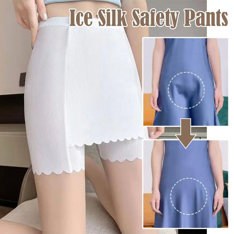 Ice Silk Seamless Safety Shorts | Double-Layer Summer Bloomers