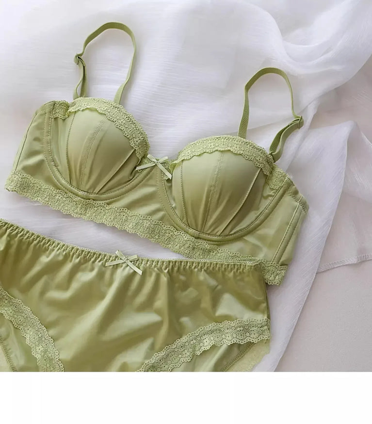 Luxury Satin Deep V Bra | Soft Steel-Free Push-Up Lingerie
