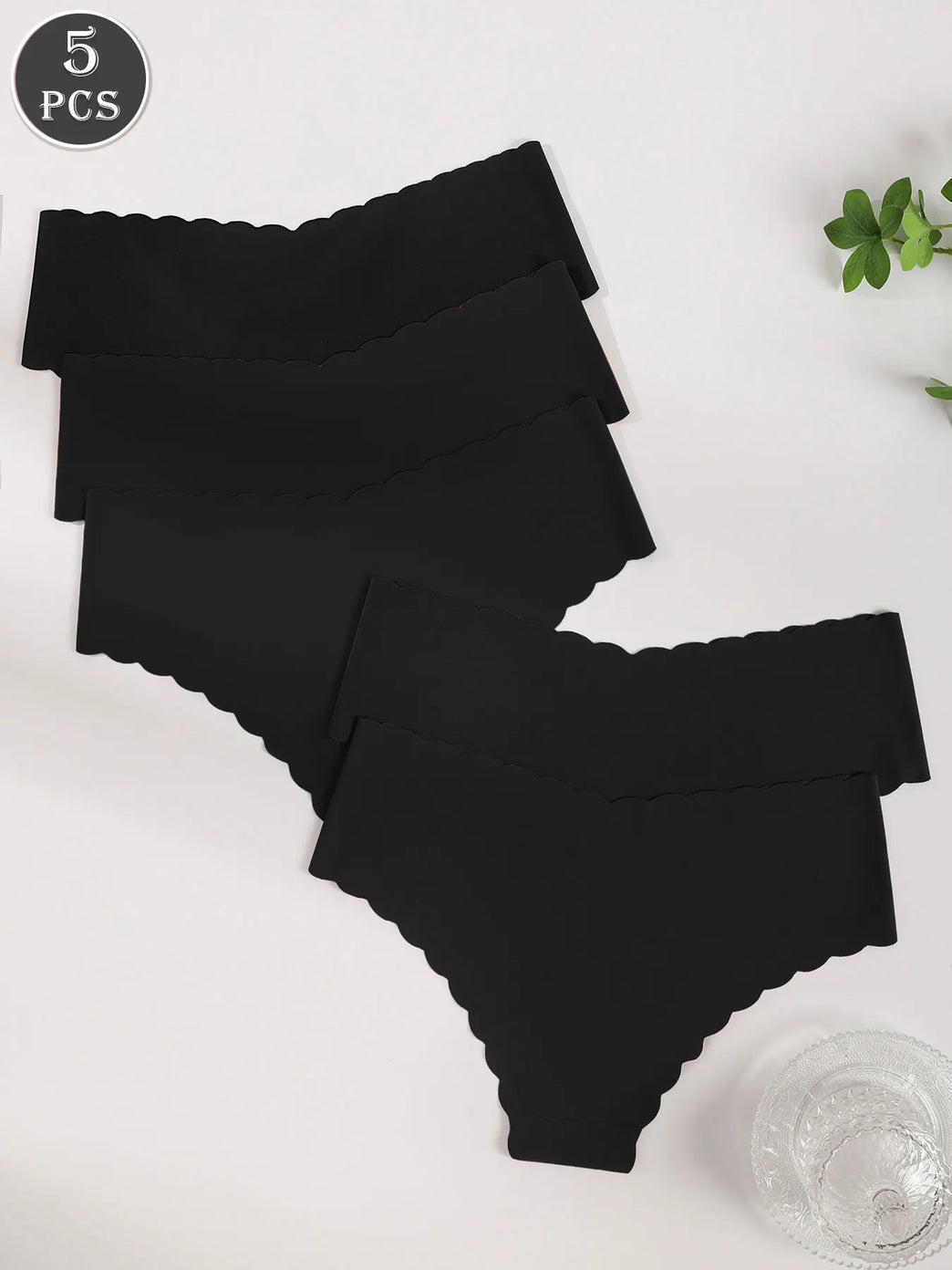 5pc Seamless Wavy Edge Briefs | Soft Breathable Triangle Panties