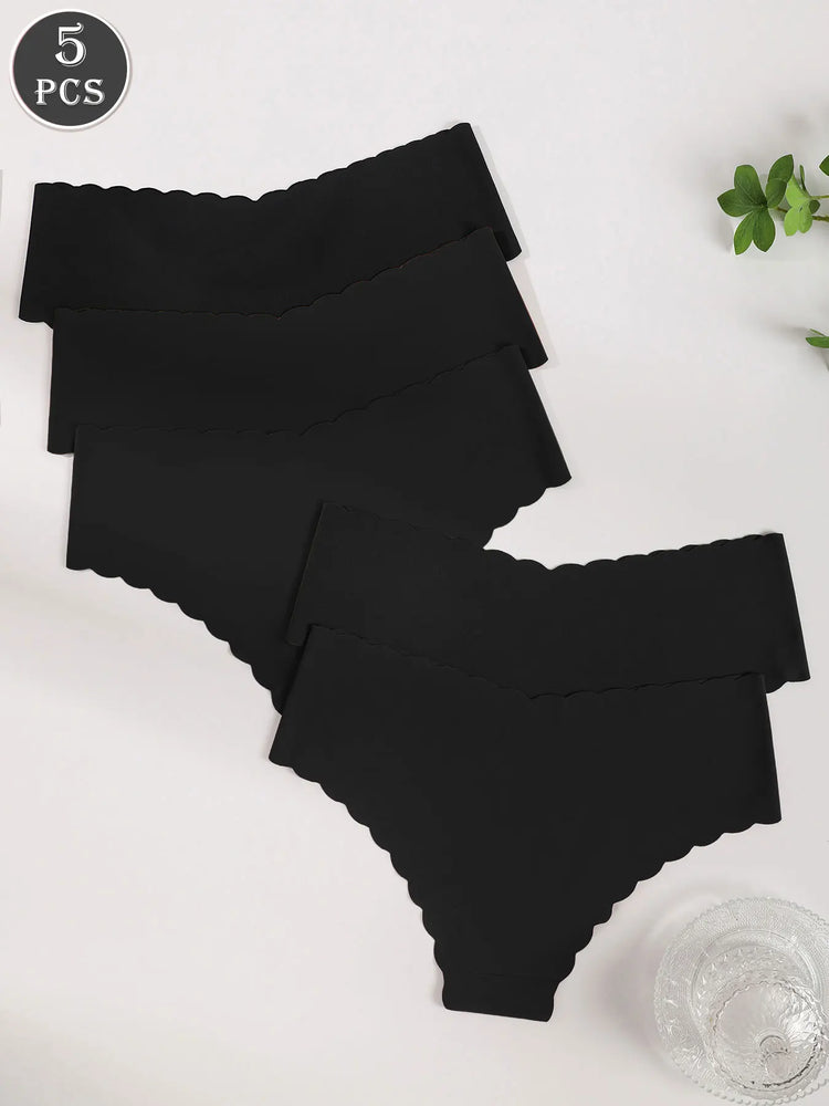 5pc Seamless Wavy Edge Briefs | Soft Breathable Triangle Panties