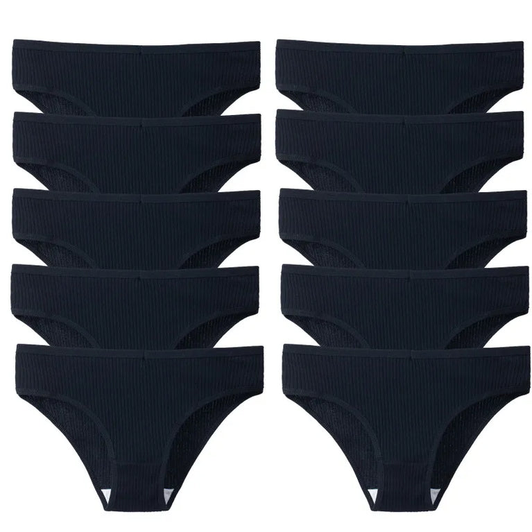 10pc Soft Cotton Briefs | Sexy Breathable Low-Waist Set