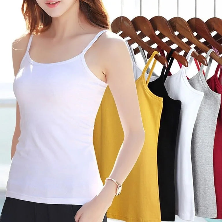 Women's Solid Color Sleeveless Slim Camisole Short Tops Vest