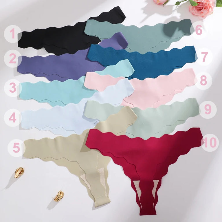 6pc Ice Silk Thongs | Traceless Wave Edge G-Strings