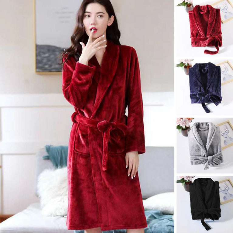 Unisex Fleece Bathrobe | Warm Thick Winter Sleepwear