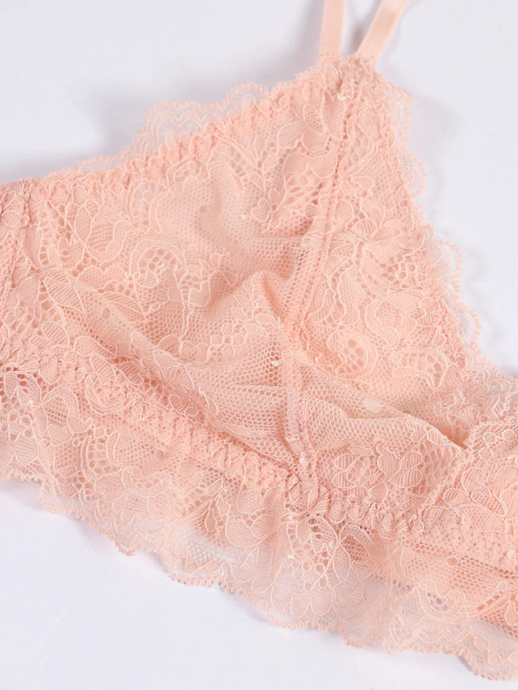 Seamless Floral Lace 4-Piece Lingerie Set – Sexy Underwire Bra & Robe