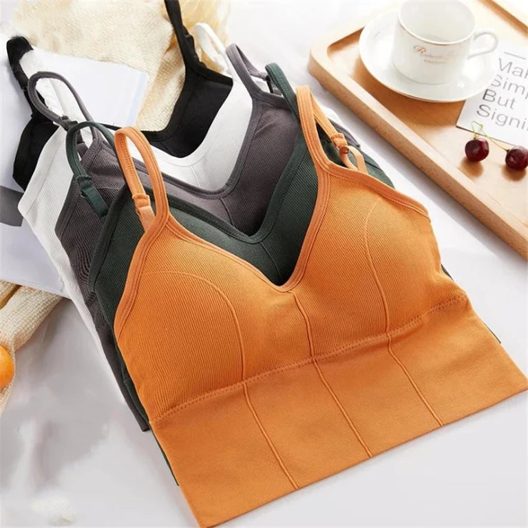 Seamless U-Back Cotton Bralette | Push-Up Yoga Sports Bra