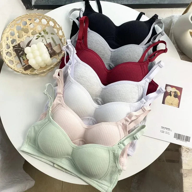 Seamless Cotton V-Neck Bralette | Wireless Summer Push-Up