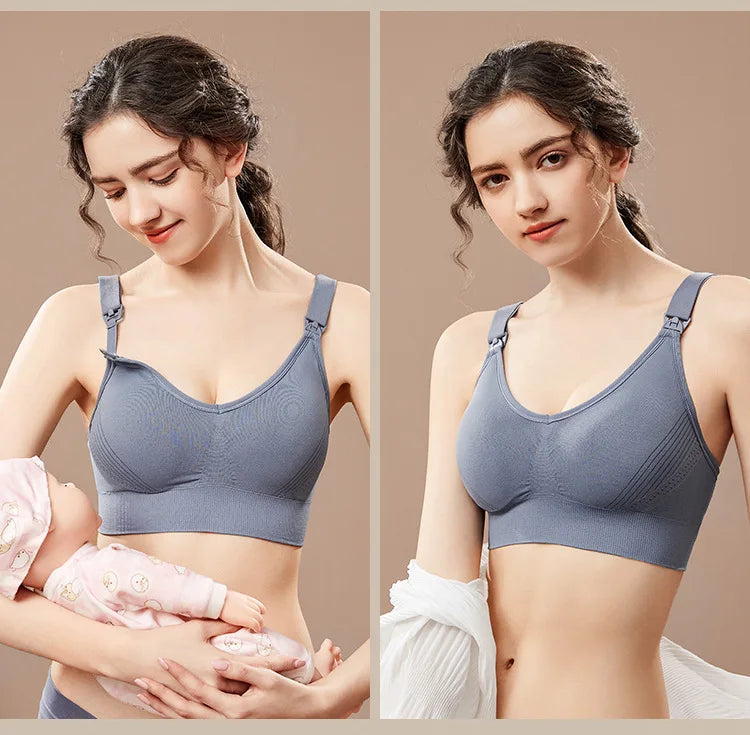 Seamless Maternity Nursing Bra – Wireless Push-Up Comfort