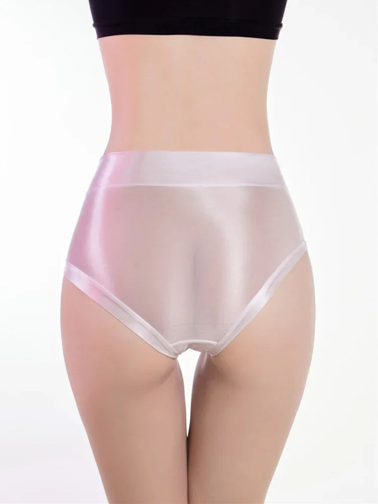 Oil Glossy Sheer High-Waist Briefs – Sexy Ultra-Thin Yoga & Beachwear Panties