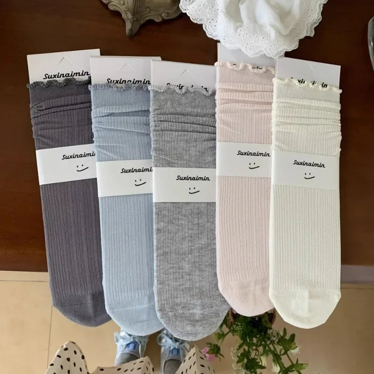 Women Hollow Out Loose Cotton Socks Breathable Summer Style
