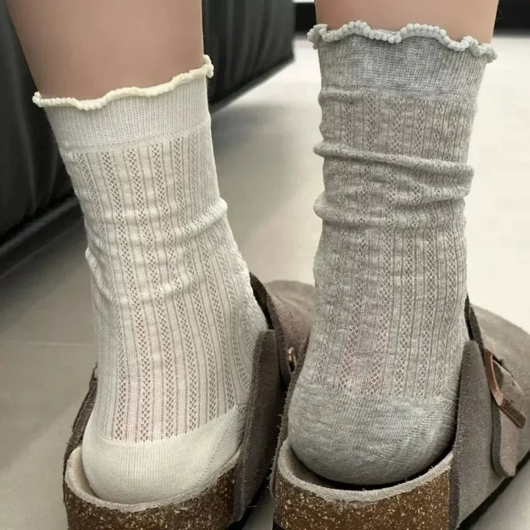 Women Hollow Out Loose Cotton Socks Breathable Summer Style