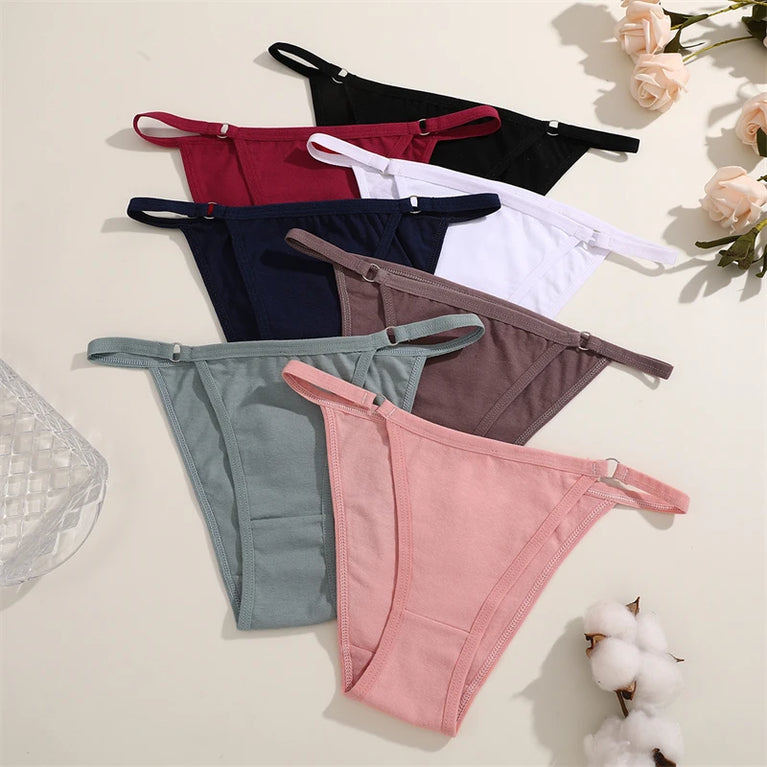 4pc Cotton Briefs | Sexy Metal Ring Low-Waist Set